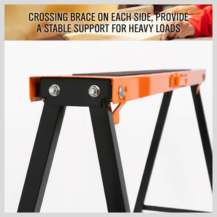 2Pack Mastercraft Sawhorse Metal Folding Non-slip Surface Saw Horse 120KG Capacity
