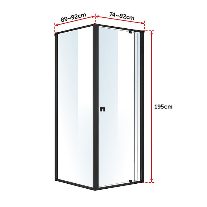 Semi Frameless Shower Screen (74~82)x 195cm & (89~92)x 195cm Side AS/NZS GlassHigh Quality
