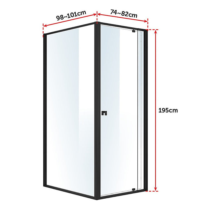 Semi Frameless Shower Screen (74~82)x 195cm & (98~101)x 195cm Side AS/NZS GlassHigh Quality