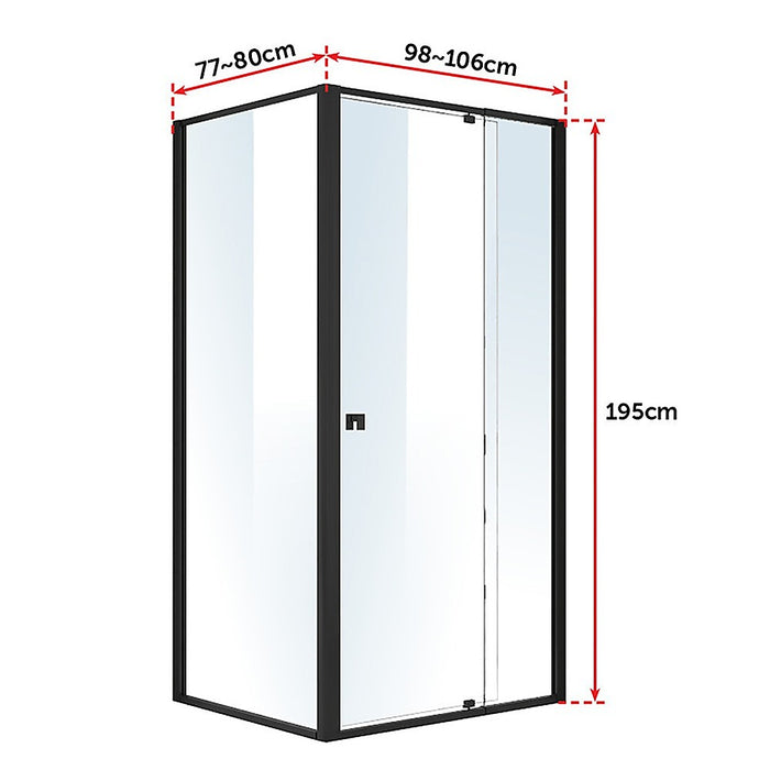 Semi Frameless Shower Screen (98~106)x 195cm & (77~80)x 195cm Side AS/NZS GlassHigh Quality