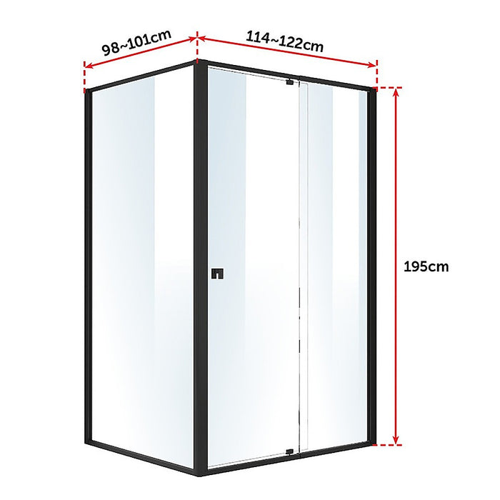 Semi Frameless Shower Screen (114~122)x 195cm & (98~101)x195cm Side AS/NZS GlassHigh Quality