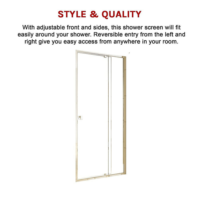 Adjustable Semi Frameless Shower Screen (98~106) x 195cm Australian Safety GlassHigh Quality
