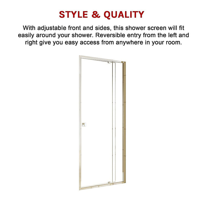 Adjustable Semi Frameless Shower Screen (82~90) x 195cm Australian Safety GlassHigh Quality