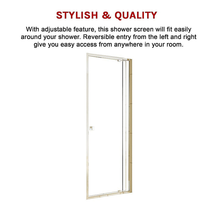 Adjustable Semi Frameless Shower Screen (74~82) x 195cm Australian Safety GlassHigh Quality