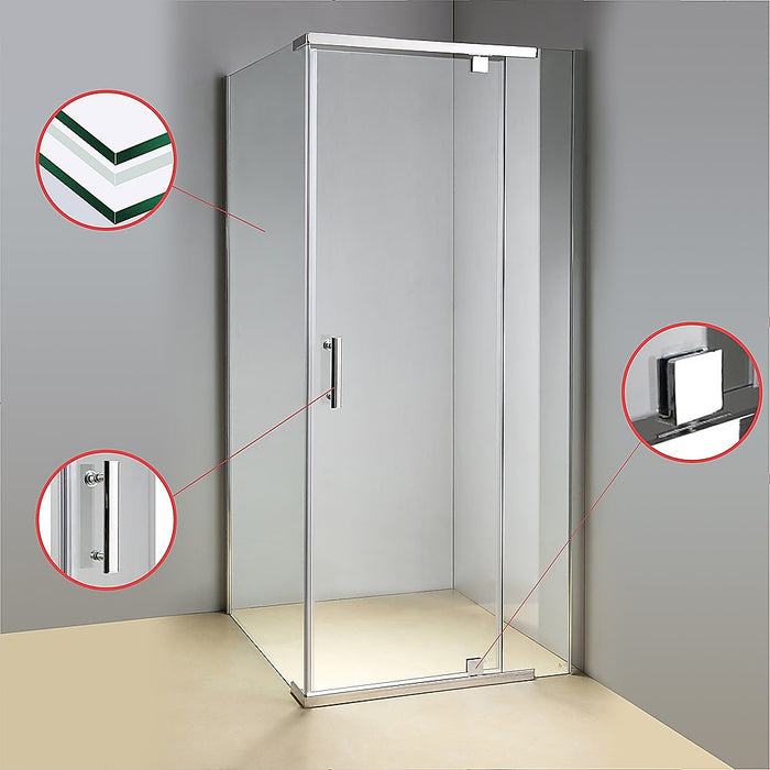 Shower Screen 900x900x1900mm Framed Safety Glass Pivot Door By Della FrancescaHigh Quality