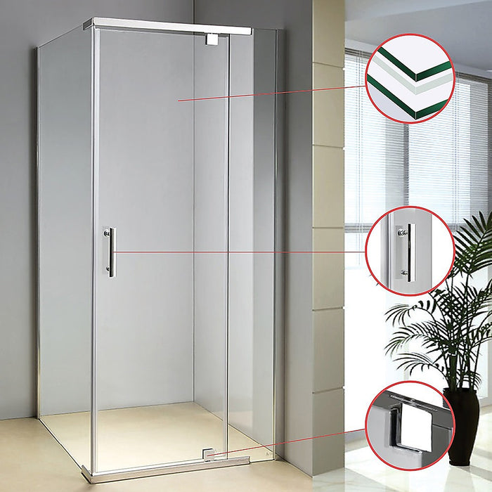 Shower Screen 900x800x1900mm Framed Safety Glass Pivot Door By Della FrancescaHigh Quality