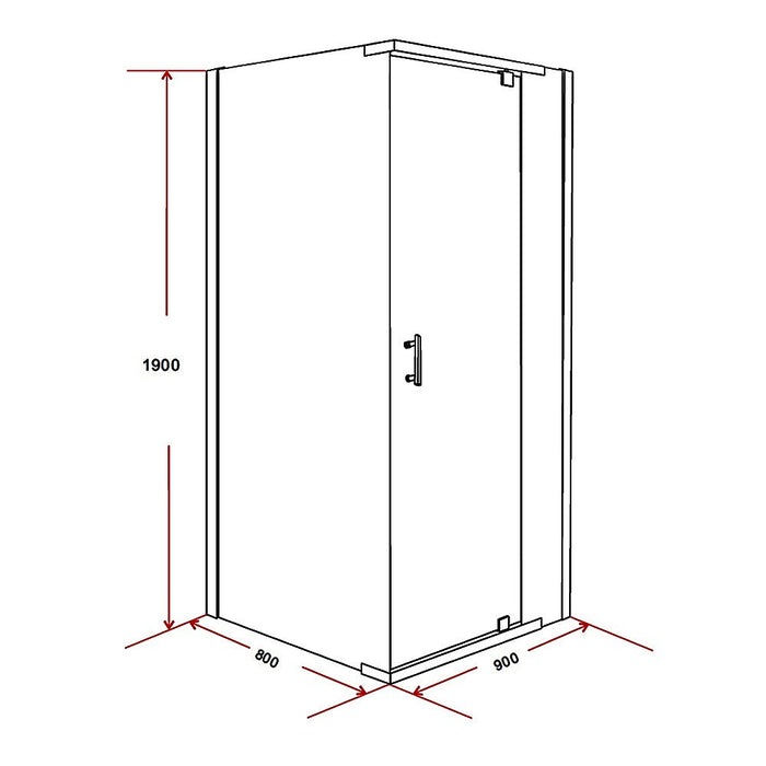 Shower Screen 900x800x1900mm Framed Safety Glass Pivot Door By Della FrancescaHigh Quality