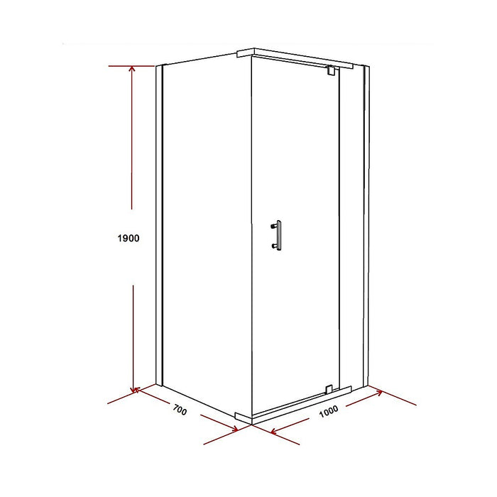 Shower Screen 1000x700x1900mm Framed Safety Glass Pivot Door By Della FrancescaHigh Quality