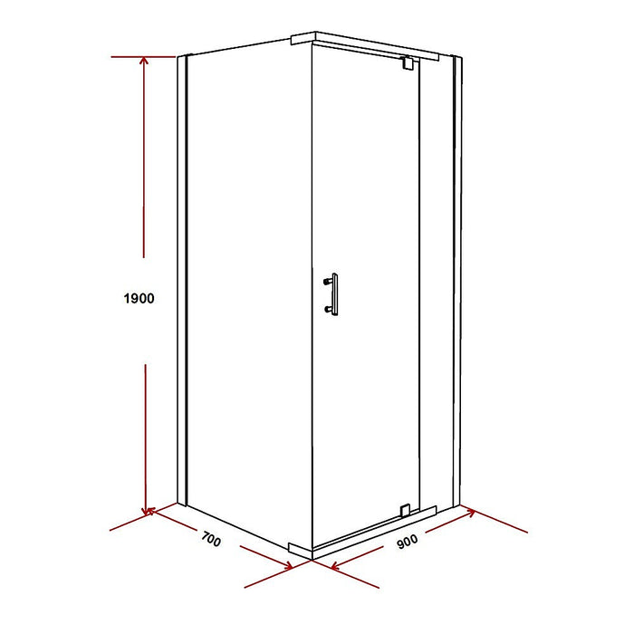 Shower Screen 900x700x1900mm Framed Safety Glass Pivot Door By Della FrancescaHigh Quality