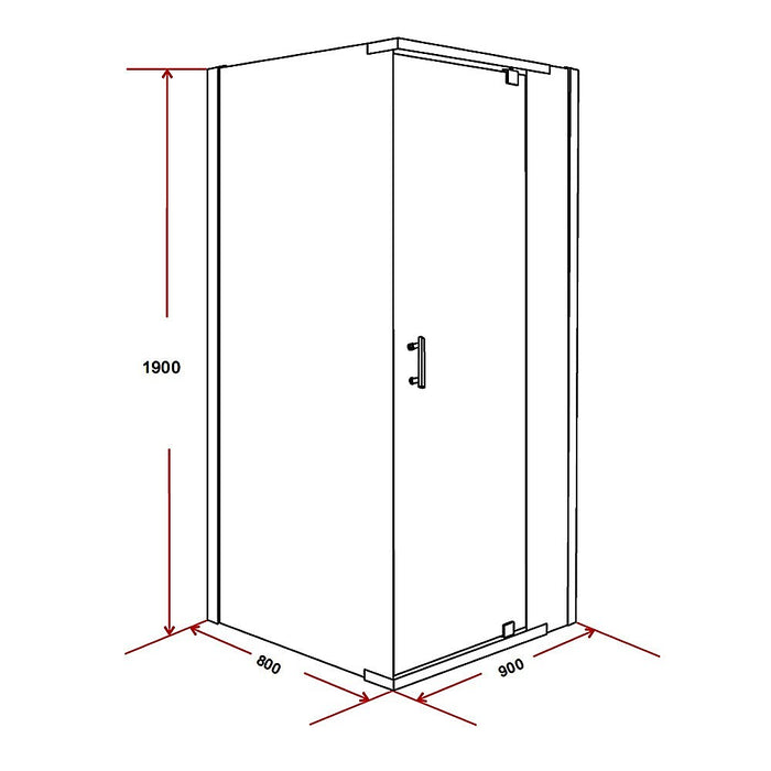 Shower Screen 900x800x1900mm Framed Safety Glass Pivot Door By Della FrancescaHigh Quality