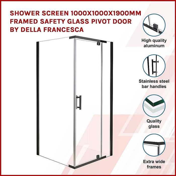 Shower Screen 1000x1000x1900mm Framed Safety Glass Pivot Door By Della FrancescaHigh Quality