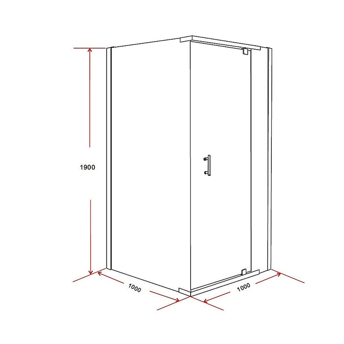 Shower Screen 1000x1000x1900mm Framed Safety Glass Pivot Door By Della FrancescaHigh Quality