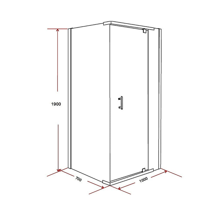 Shower Screen 1000x700x1900mm Framed Safety Glass Pivot Door By Della FrancescaHigh Quality