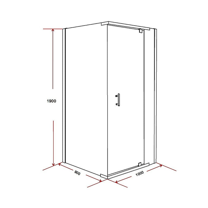 Shower Screen 1000x900x1900mm Framed Safety Glass Pivot Door By Della FrancescaHigh Quality