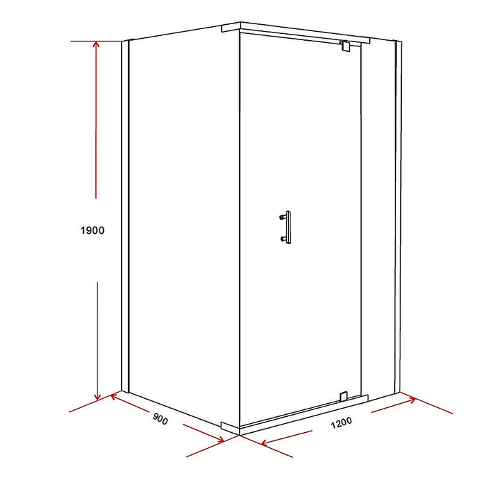 Shower Screen 1200x900x1900mm Framed Safety Glass Pivot Door By Della FrancescaHigh Quality