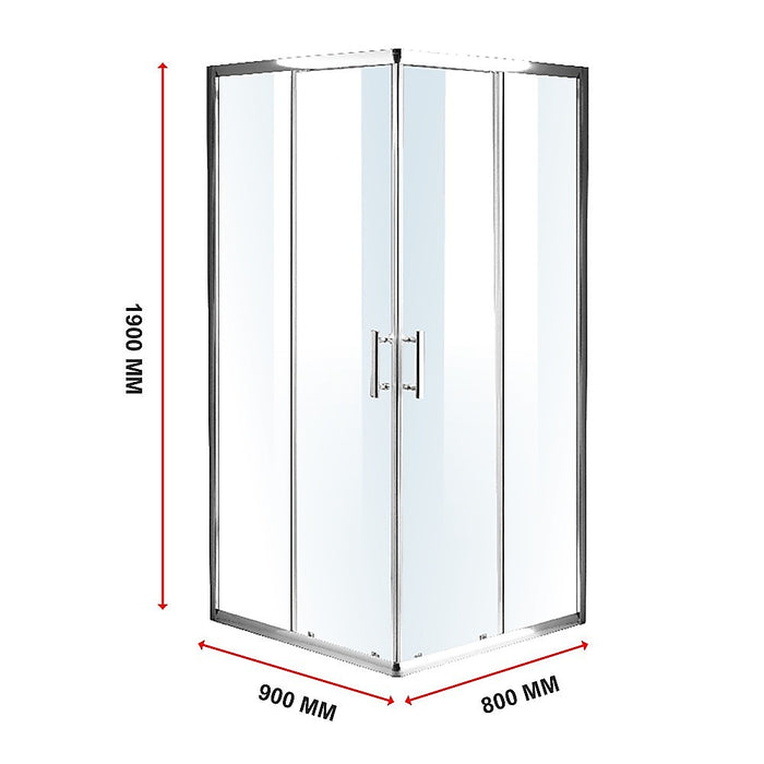 900 x 800mm Sliding Door Nano Safety Glass Shower Screen By Della FrancescaHigh Quality