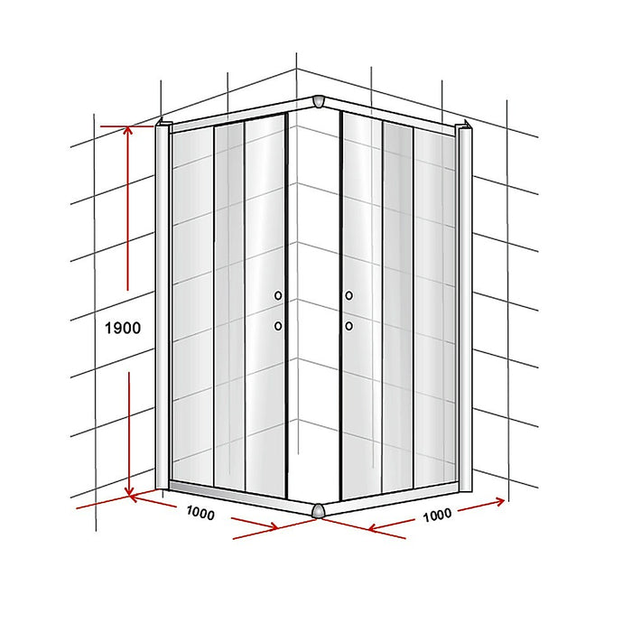 1000 x 1000mm Sliding Door Nano Safety Glass Shower Screen By Della FrancescaHigh Quality