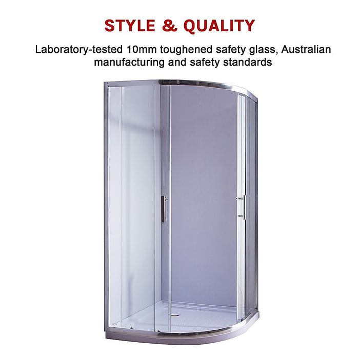 100 x 100cm Rounded Sliding 6mm Curved Shower Screen with Base in ChromeHigh Quality