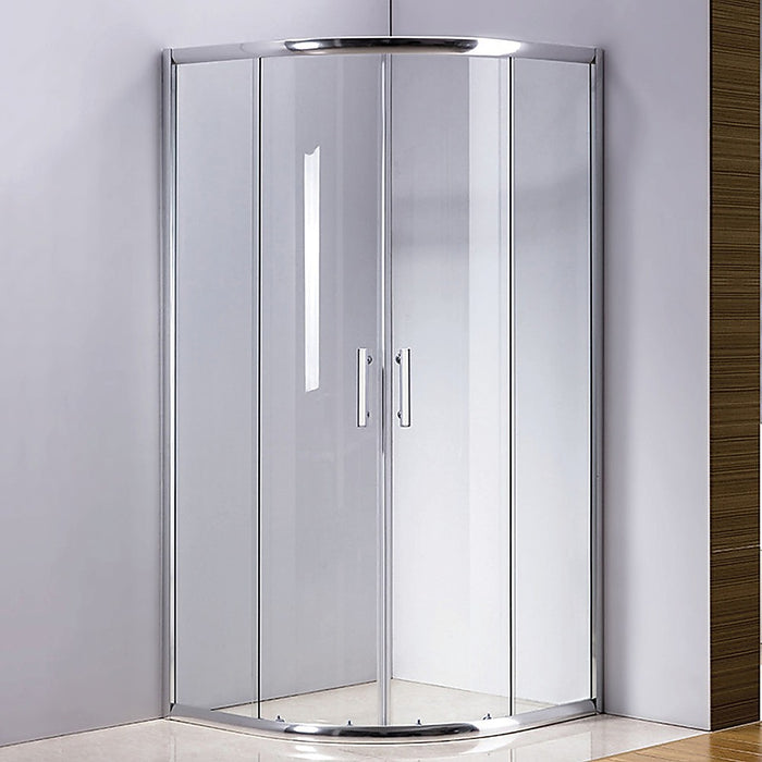 100 x 100cm Rounded Sliding 6mm Curved Shower Screen with Base in ChromeHigh Quality