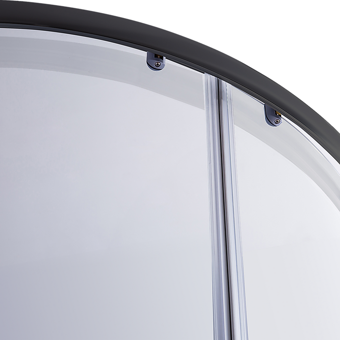 90 x 90cm Rounded Sliding 6mm Curved Shower Screen with Base in BlackHigh Quality