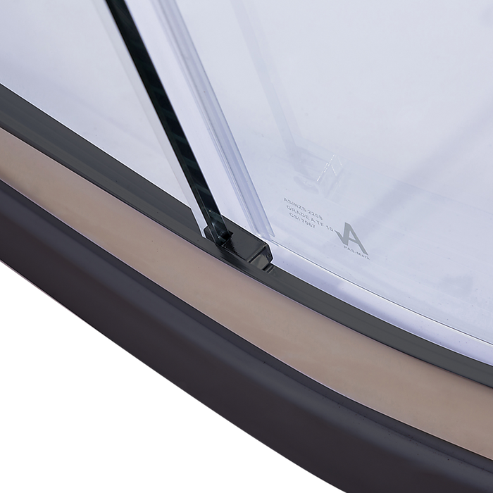 90 x 90cm Rounded Sliding 6mm Curved Shower Screen with Base in BlackHigh Quality