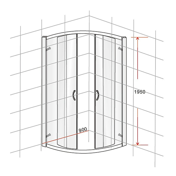 90 x 90cm Rounded Sliding 6mm Curved Shower Screen with Base in BlackHigh Quality