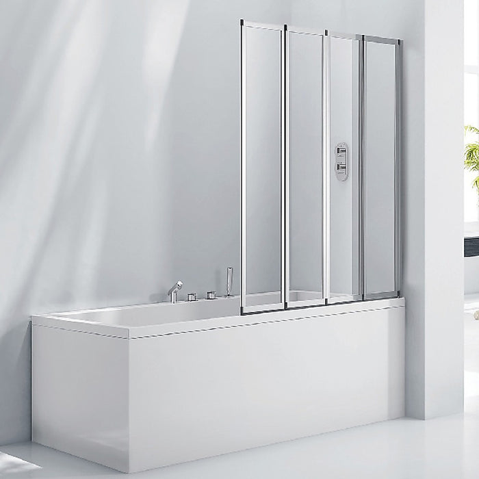 4 Fold Chrome Folding Bath Shower Screen Door Panel 1000 x 1400mmHigh Quality