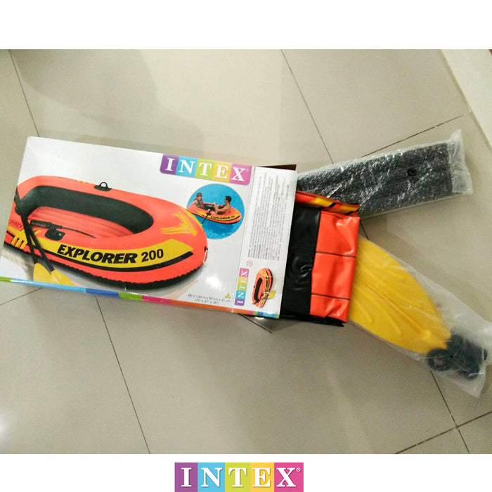 INTEX Explorer 2-Person Inflatable Boat Set & French Oars Mini Air Pump
