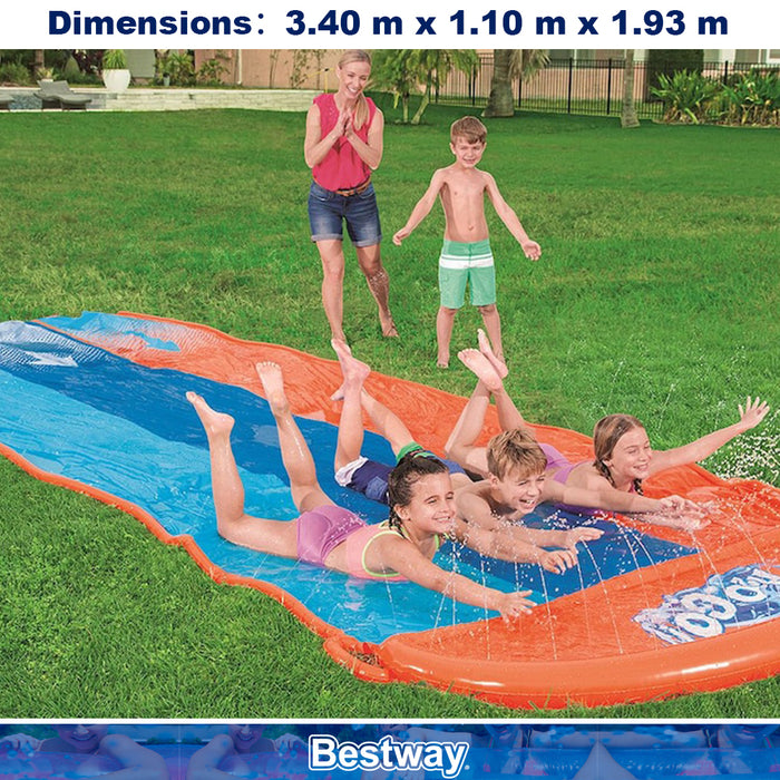 Bastway H2OGO Triple Water Slide 5.49m  Length With 3 Body Boards Kids Pool
