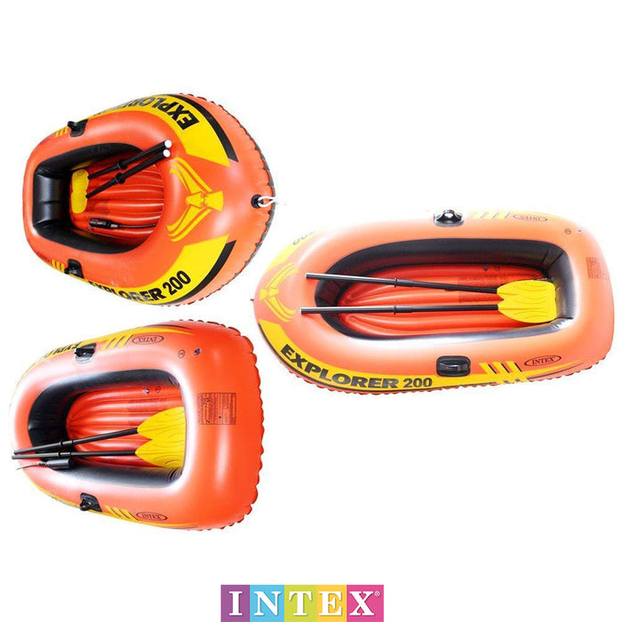 INTEX Explorer 2-Person Inflatable Boat Set & French Oars Mini Air Pump