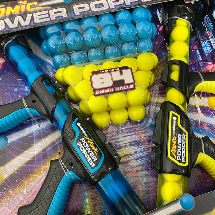 Atomic Power Popper With 84 Foam Balls 2 PACK SET up to 6m 12 shoots 4+ AU STOCK