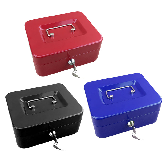 Portable Sturdy Metal Money Box Cash Box with Coin Tray Petty Cash New 3 Colors