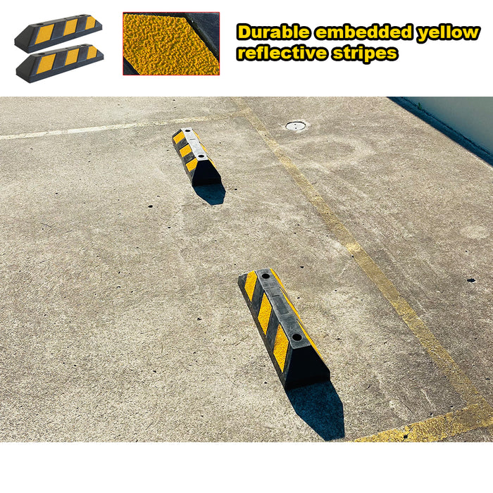 2PCS Rubber Wheel Stops Parking Guide Wheel Driveway Stopper 550mm Parking Blocks