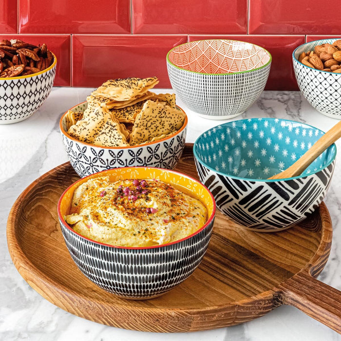 Geometry 6 Piece Bowls Set Stoneware Dishwasher safe Over and Back 5" /12.5cm AU