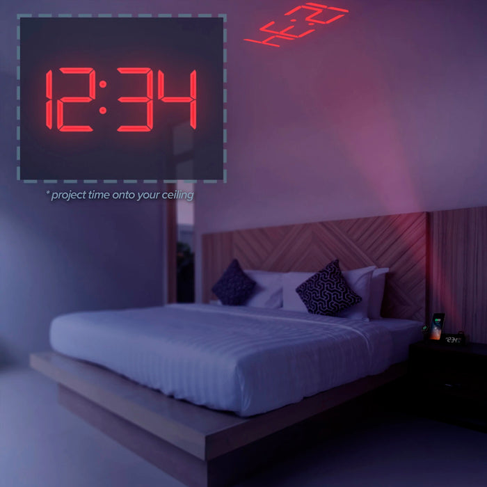 La Crosse Technology Projection Digital Clock Wireless Multifunction Charger