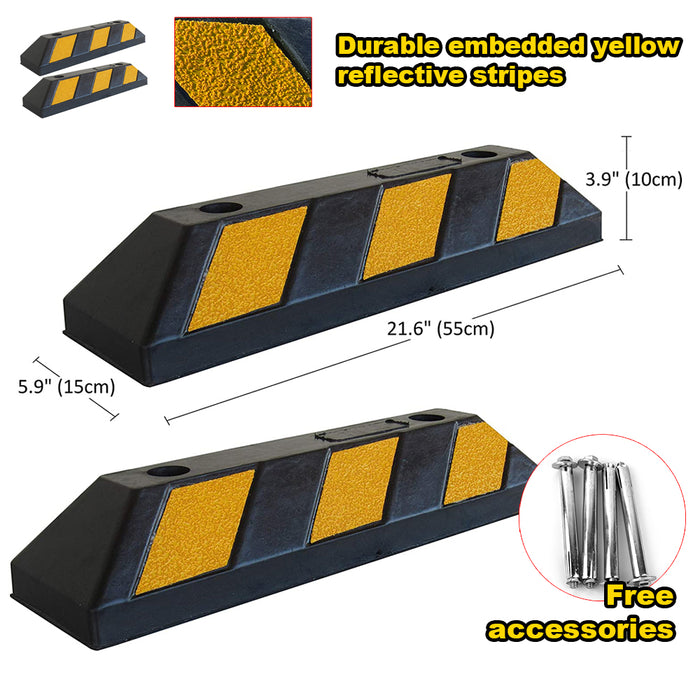 2PCS Rubber Wheel Stops Parking Guide Wheel Driveway Stopper 550mm Parking Blocks