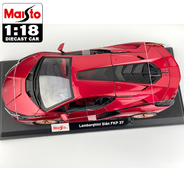 Maisto 1:18 Lamborghini Sian FKP37 Diecast Car Model Special Edition Blue & Red