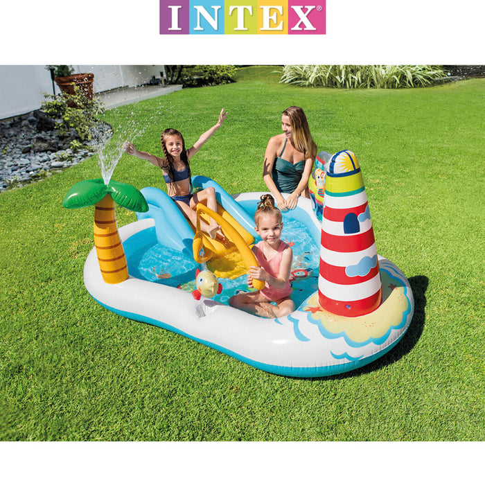 Intex Inflatable Fishing Fun Play Centre Slide Backyard Pool Kids Water Spray