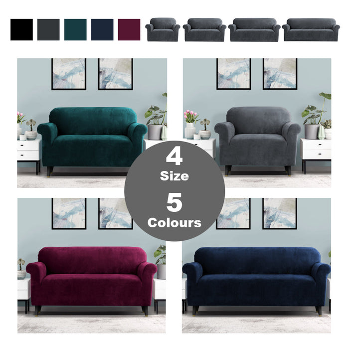 Velvet Sofa Cover Plush Couch Cover 5Colours Lounge Slipcover au