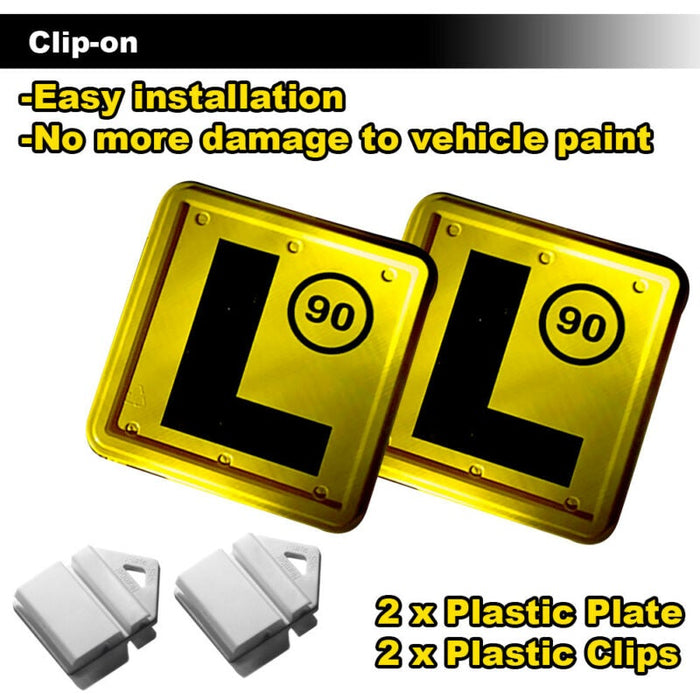 2 Pcs Clip It On Plate With 2 P/L Licence Plate Set (Green P/ Green P 100 / Red P / Red P 90 / L / L90)