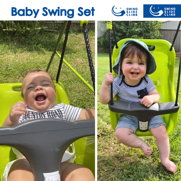 Baby Swing Set Adjustable Height Steel & Plastic & PVC 6-36M Green