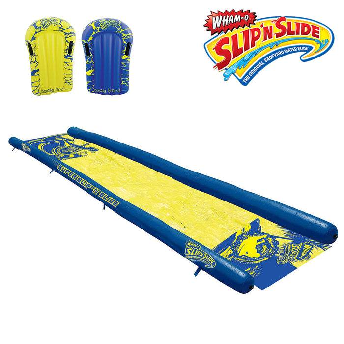 Wham-O Super Slip 'N Slide With 2 Boogie Boards Fun Easy To Setup 7.9M Slide