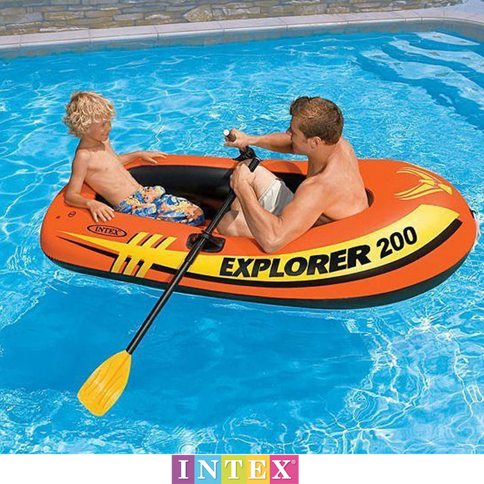 INTEX Explorer 2-Person Inflatable Boat Set & French Oars Mini Air Pump