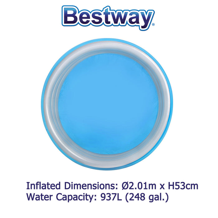 BESTWAY Kids 3-Ring Round 2.01m Big Metallic Kids Blue Inflatable Pool