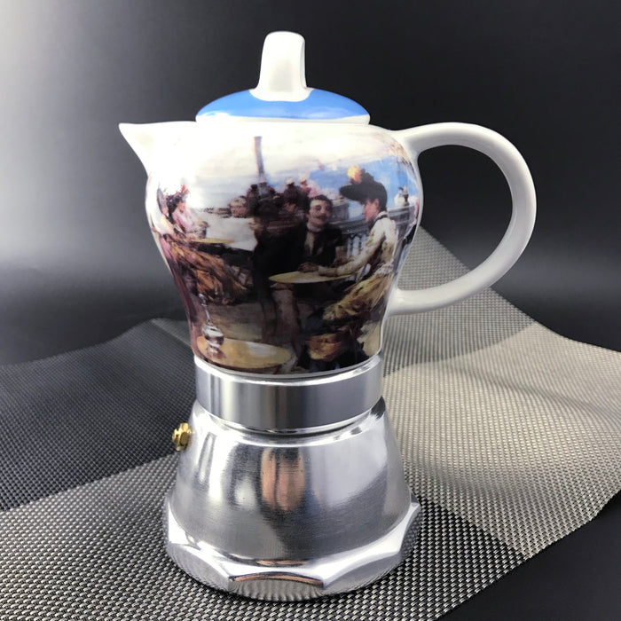 Vintage Porcelain Ceramic Italian Stove Top Espresso Coffee Maker 3-4Cups 200ml