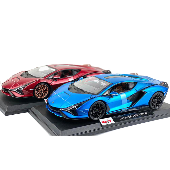Maisto 1:18 Lamborghini Sian FKP37 Diecast Car Model Special Edition Blue & Red
