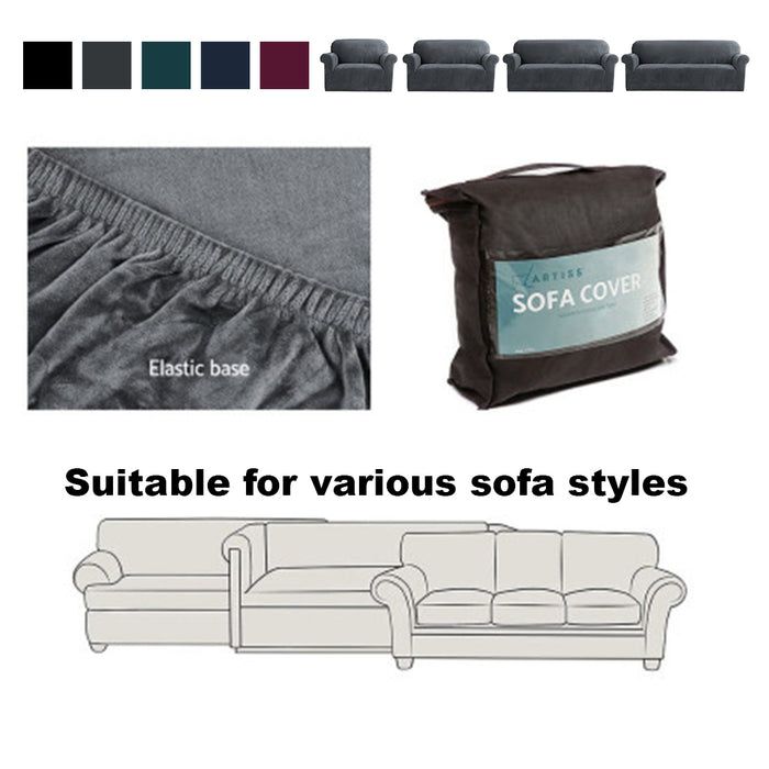 Velvet Sofa Cover Plush Couch Cover 5Colours Lounge Slipcover au