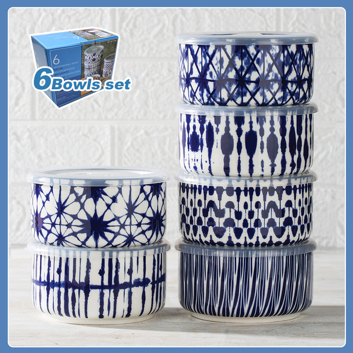 BPA Free 6 pcs Set Signature Bowl Set With Lids 591.47 ML / 19.9 OZ Ceramic
