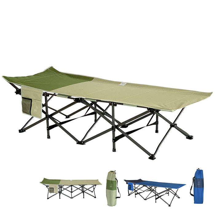 Hidden Wild XL Portable Folding Camp Bed Cot with Carry Bag Instant Open & Close