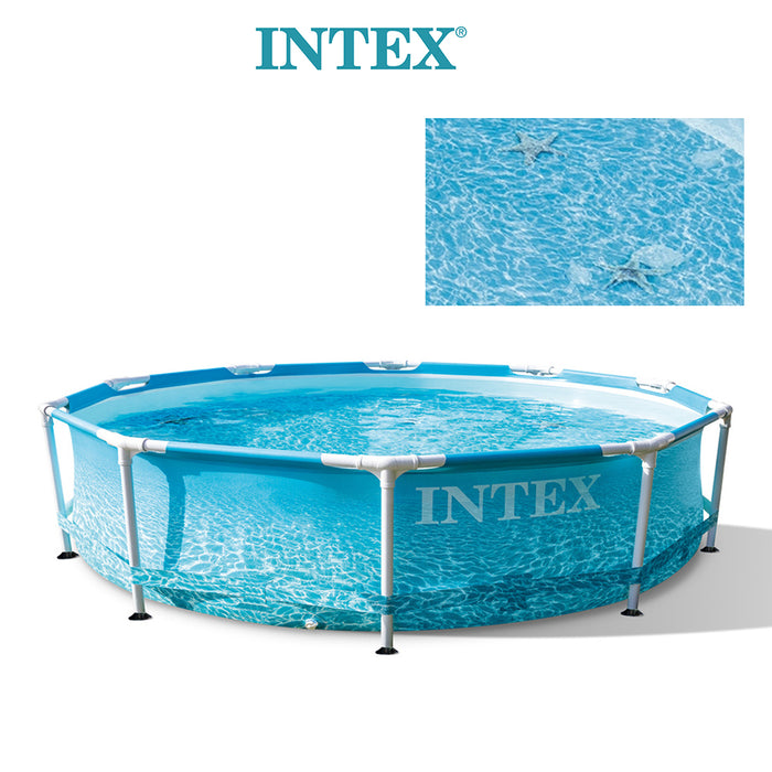 INTEX 10ft Metal Steel Frame Swimming Pool Set Sea Life With Pump Above Ground
